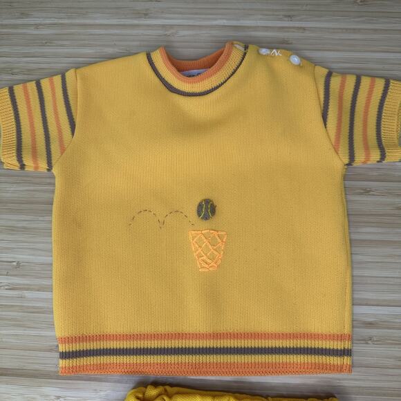 Vintage Soft Spun Baby Set 18 Months Yellow Japan Shirt Shorts Polyester Retro - Picture 4 of 7